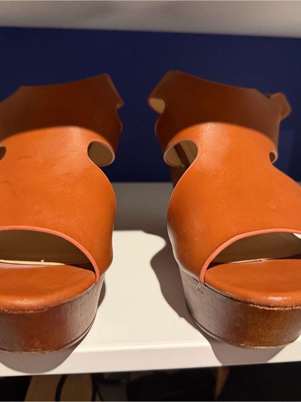 Women's Open-Toe Platform Sandals in Cognac
